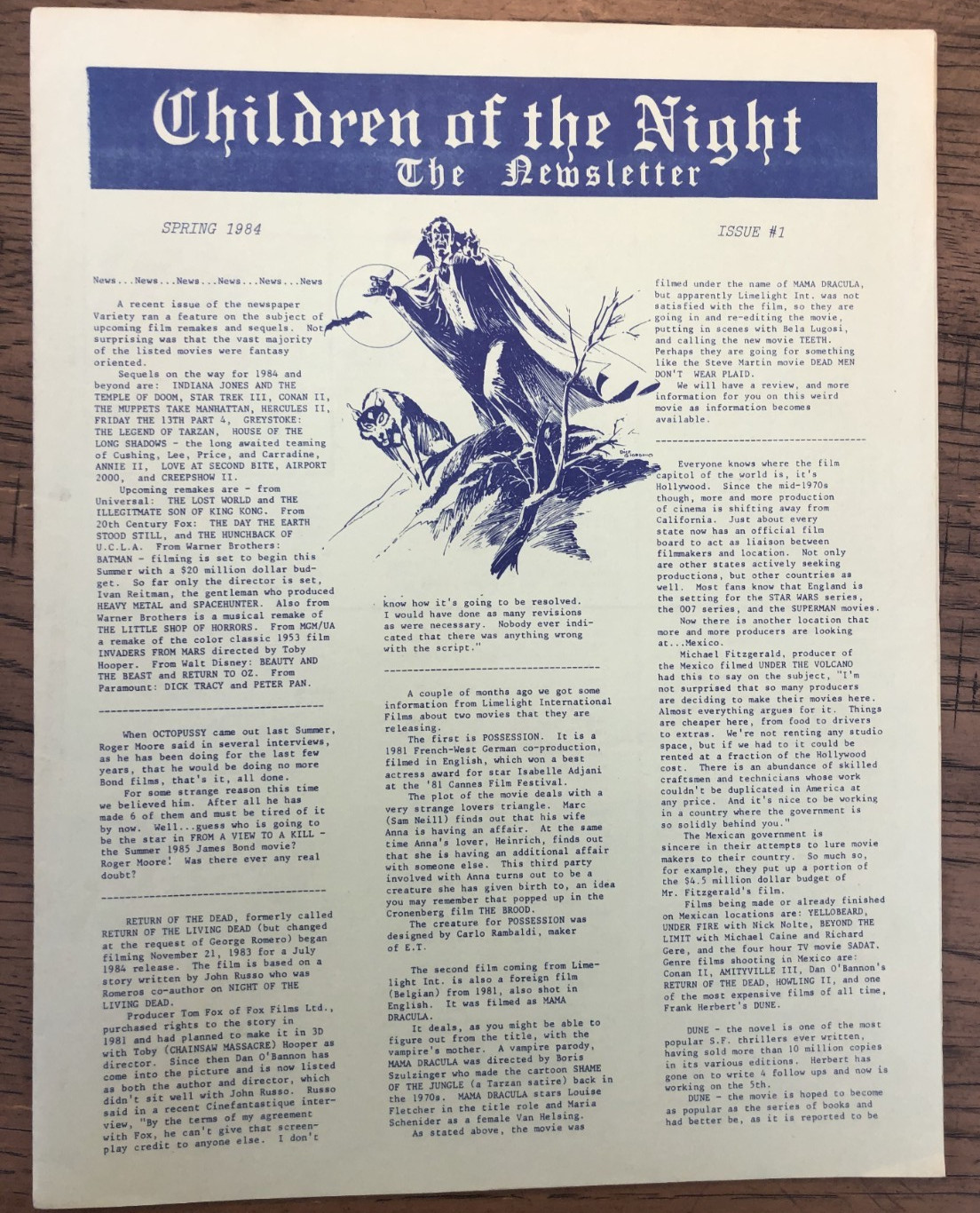 CHILDREN OF THE NIGHT Newsletter #1 vintage 8-page horror fanzine 1984 FINE+ CHILDREN OF THE NIGHT Newsletter #1 vintage 8-page horror fanzine 1984 FINE+