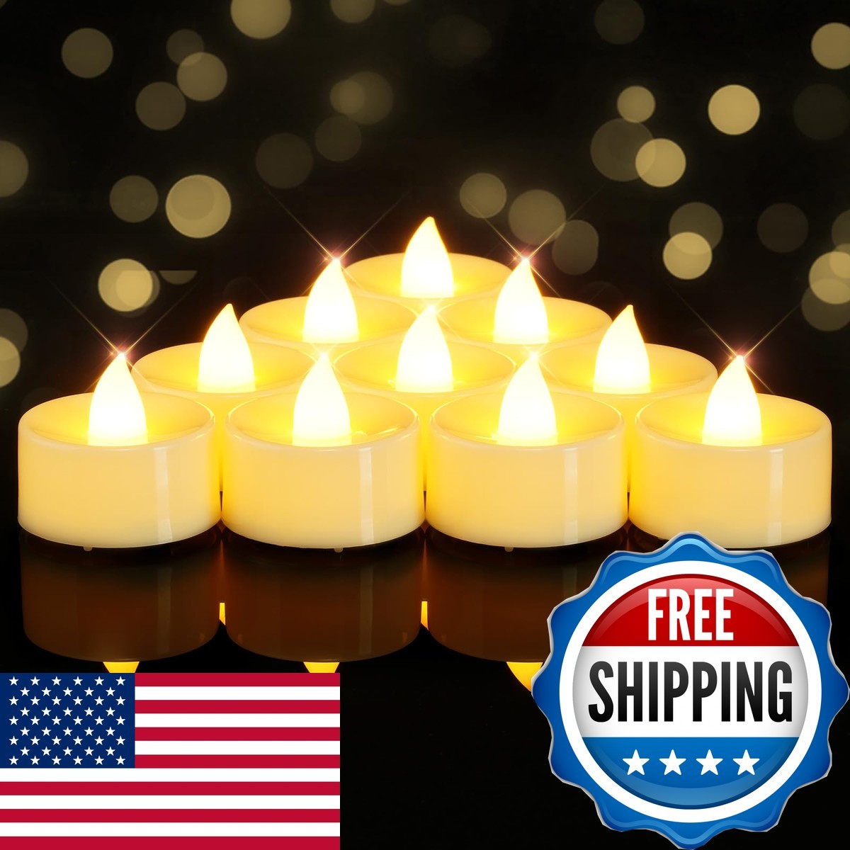 BEICHI Flameless Candles 100 Pack Tea Lights LED Warm White Ivory Base BEICHI Flameless Candles 100 Pack Tea Lights LED Warm White Ivory Base
