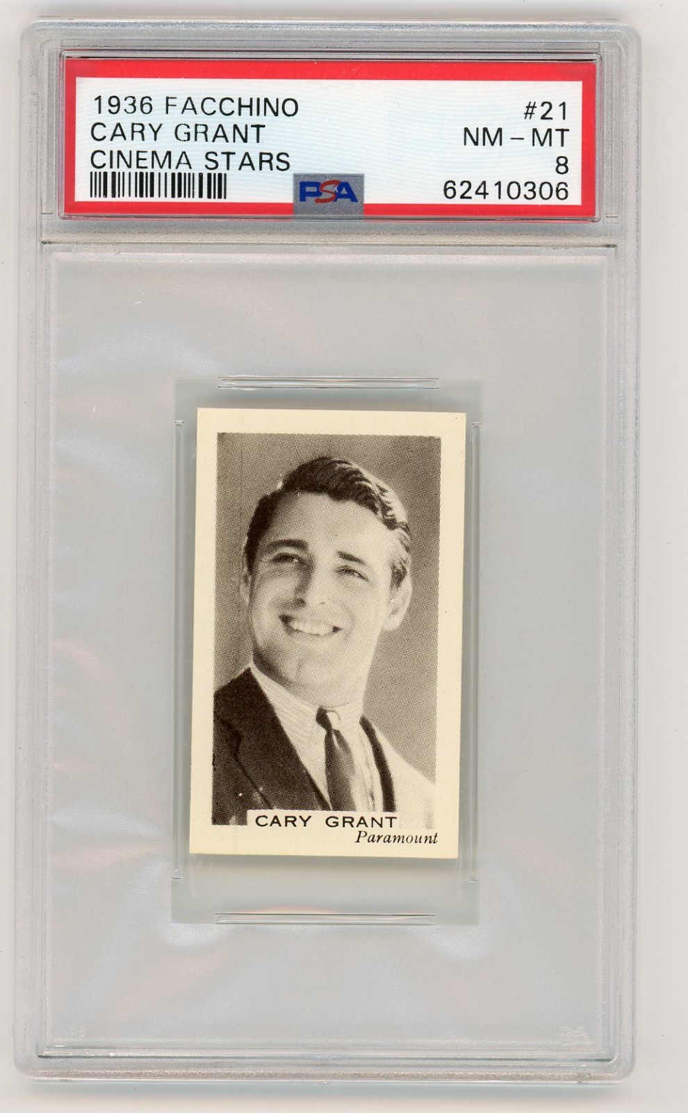 1936 Facchino Cary Grant Cinema Stars #21 Near Mint - Mint PSA 8 NM-MT 1936 Facchino Cary Grant Cinema Stars #21 Near Mint - Mint PSA 8 NM-MT