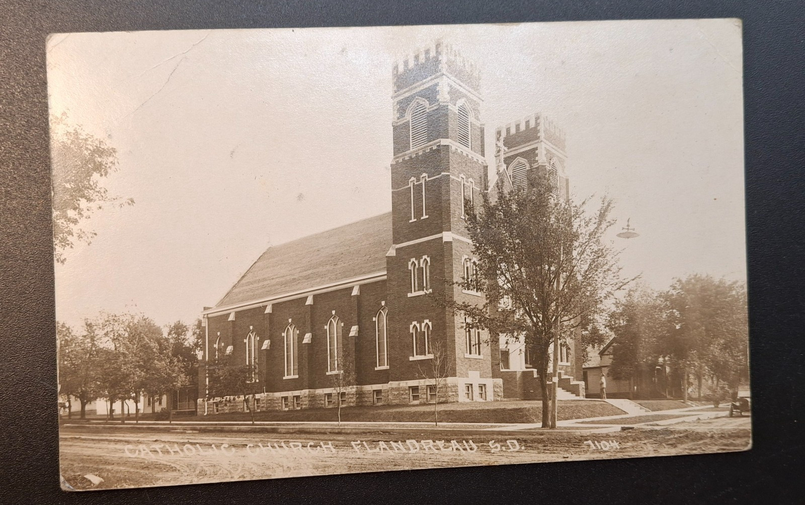 RPPC Flandreau South Dakota  Catholic Church Real Photo Postcard c1910