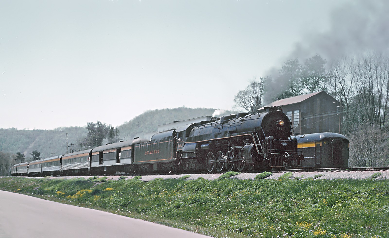 Reading 2102 inaugural run Greenbrier RR at Cass, WV 1971 8.5 x 11 Photo Reading 2102 inaugural run Greenbrier RR at Cass, WV 1971 8.5 x 11 Photo