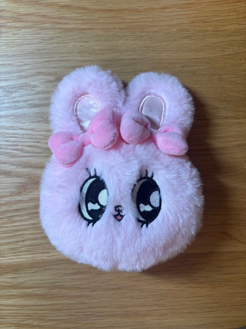 Esther Costume Bunny Pink Faux Fur Rabbit Face Pouch 14+ Soft Mascot Bag