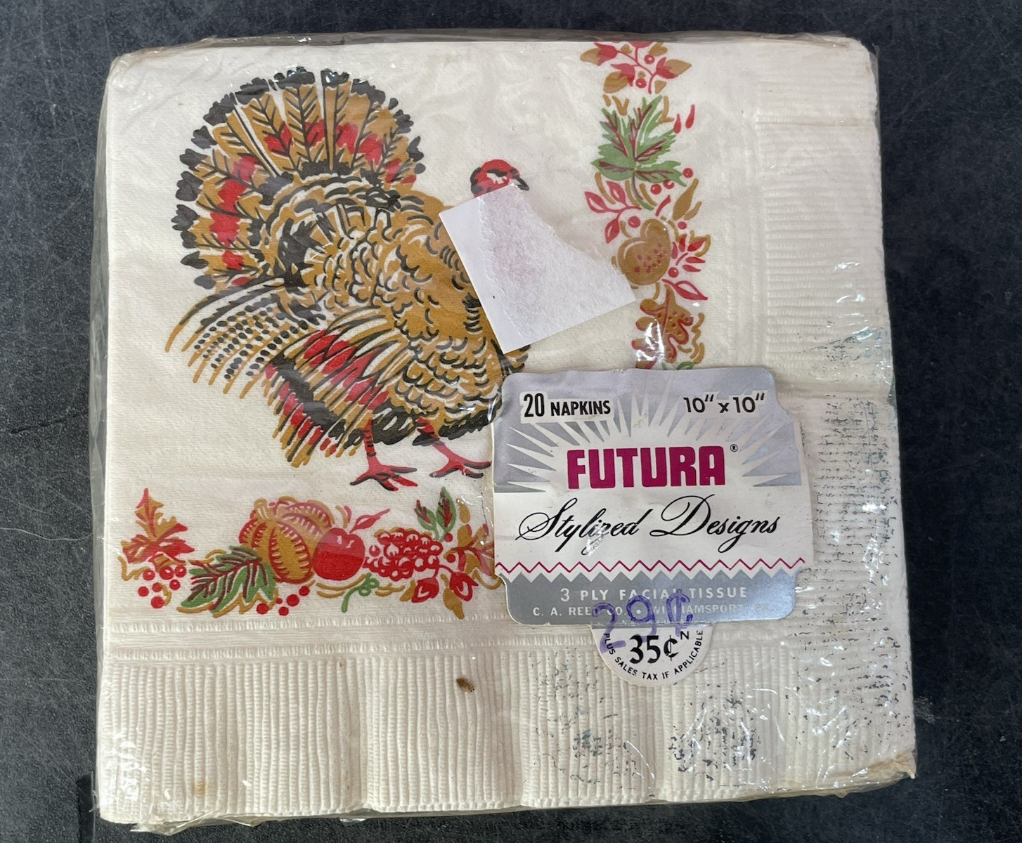 20 Vintage THANKSGIVING Napkins FUTURA Originally 35 Cents TURKEY Sealed PAPER