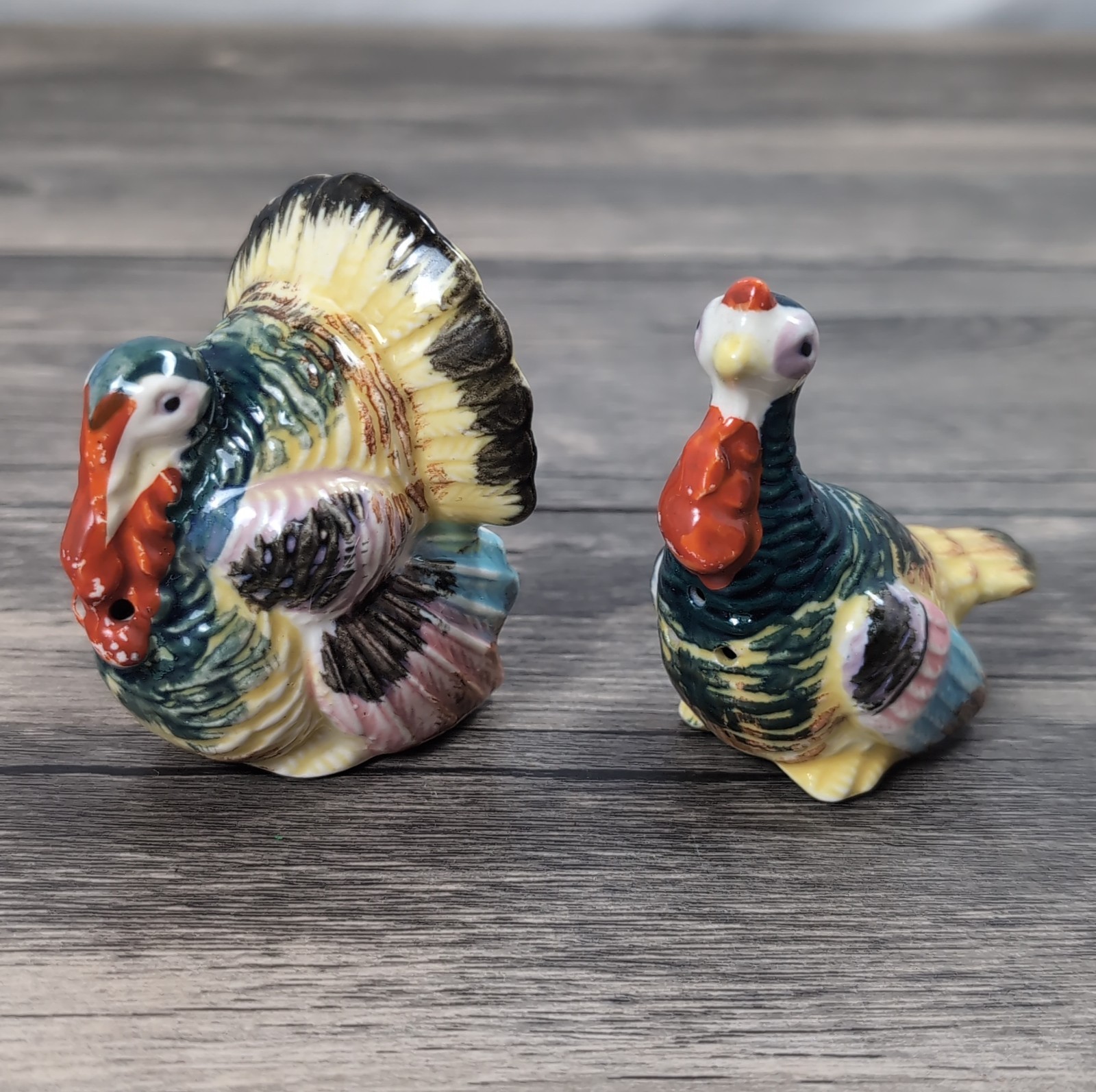 VTG Tom Turkey and Hen Salt & Pepper Shakers Japan Thanksgiving 2.75\