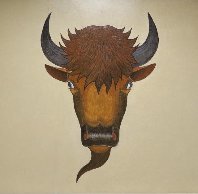 Photo:Stephen Mopope Bull Head Mural Detail 1930s Ceremonial Shield Print