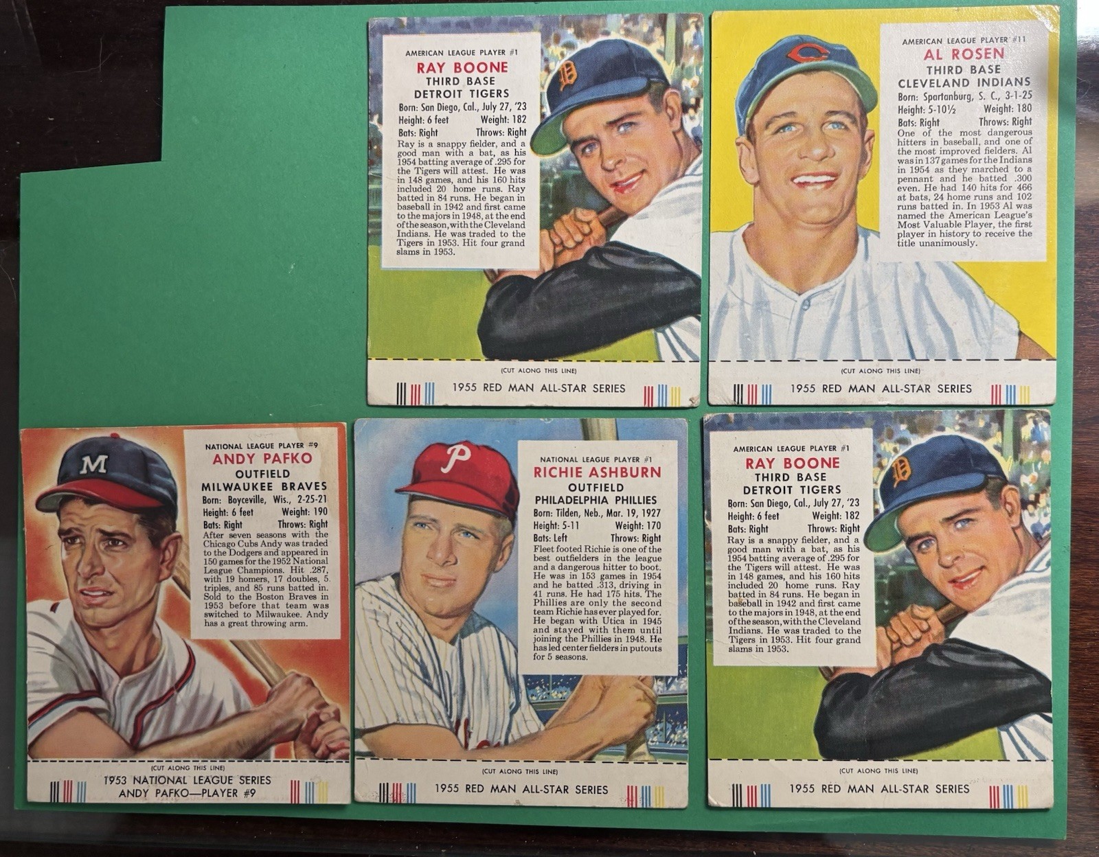 1955 Red Man Chew All Stars With Tab Richie Ashburn Ray Boone Al Rosen Pafko