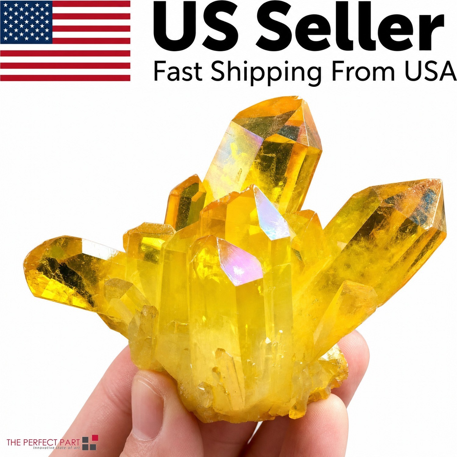 Healing Mineral Specimen Natural Aura Yellow Citrine Crystal Titanium Cluster US Healing Mineral Specimen Natural Aura Yellow Citrine Crystal Titanium Cluster US
