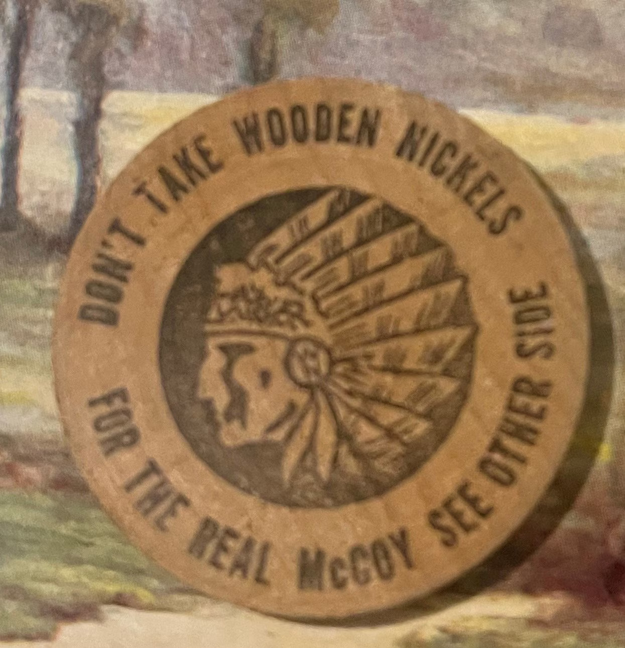 Vintage 1960s Schlitz Malt Liquor Wooden Nickel 🍺 Indian Chief Breweriana Token