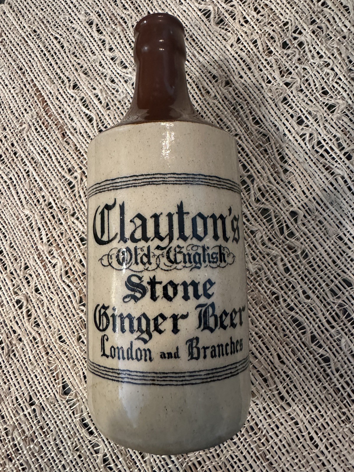 Antique Vtg “Clayton’s” Old English Stone Ginger Beer Bottle London & Branches Antique Vtg “Clayton’s” Old English Stone Ginger Beer Bottle London & Branches