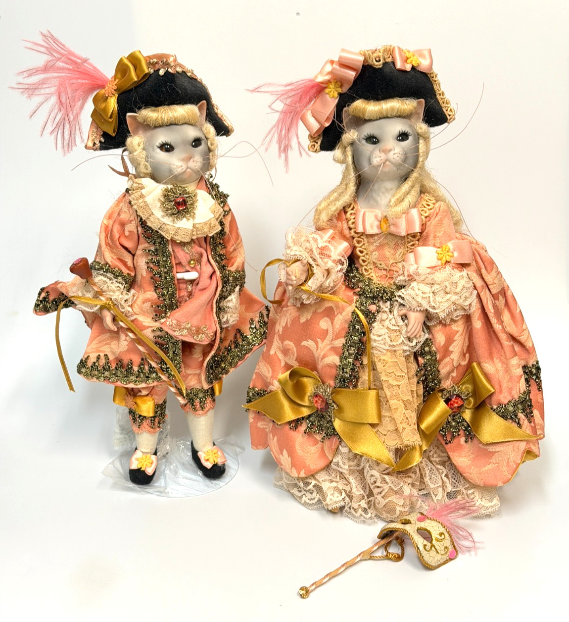 Vintage MA.RA.EL. Girardi Mariano Venetian Porcelain Cat Doll Couple Set & Box Vintage MA.RA.EL. Girardi Mariano Venetian Porcelain Cat Doll Couple Set & Box