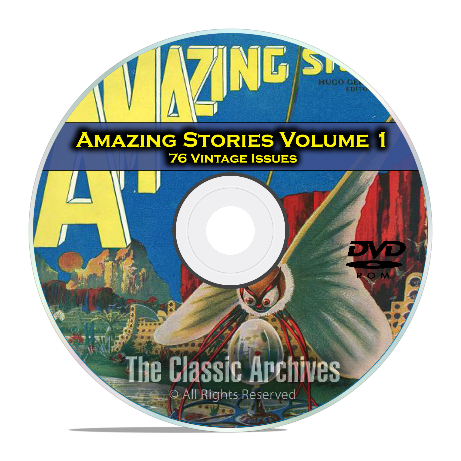 Amazing Stories Vol 1, 76 Vintage Pulp Magazine, Fiction, Hugo Gernsbeck DVD C31