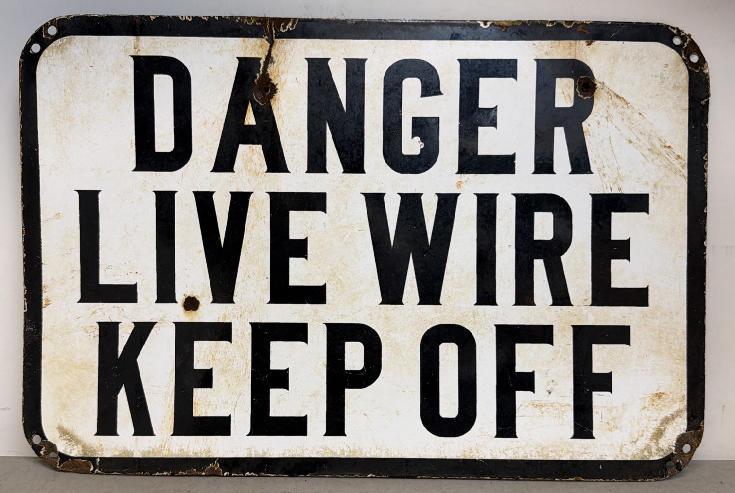 Vintage Danger Live Wire Keep Off Porcelain Sign, Vintage Industrial, Railroad Vintage Danger Live Wire Keep Off Porcelain Sign, Vintage Industrial, Railroad