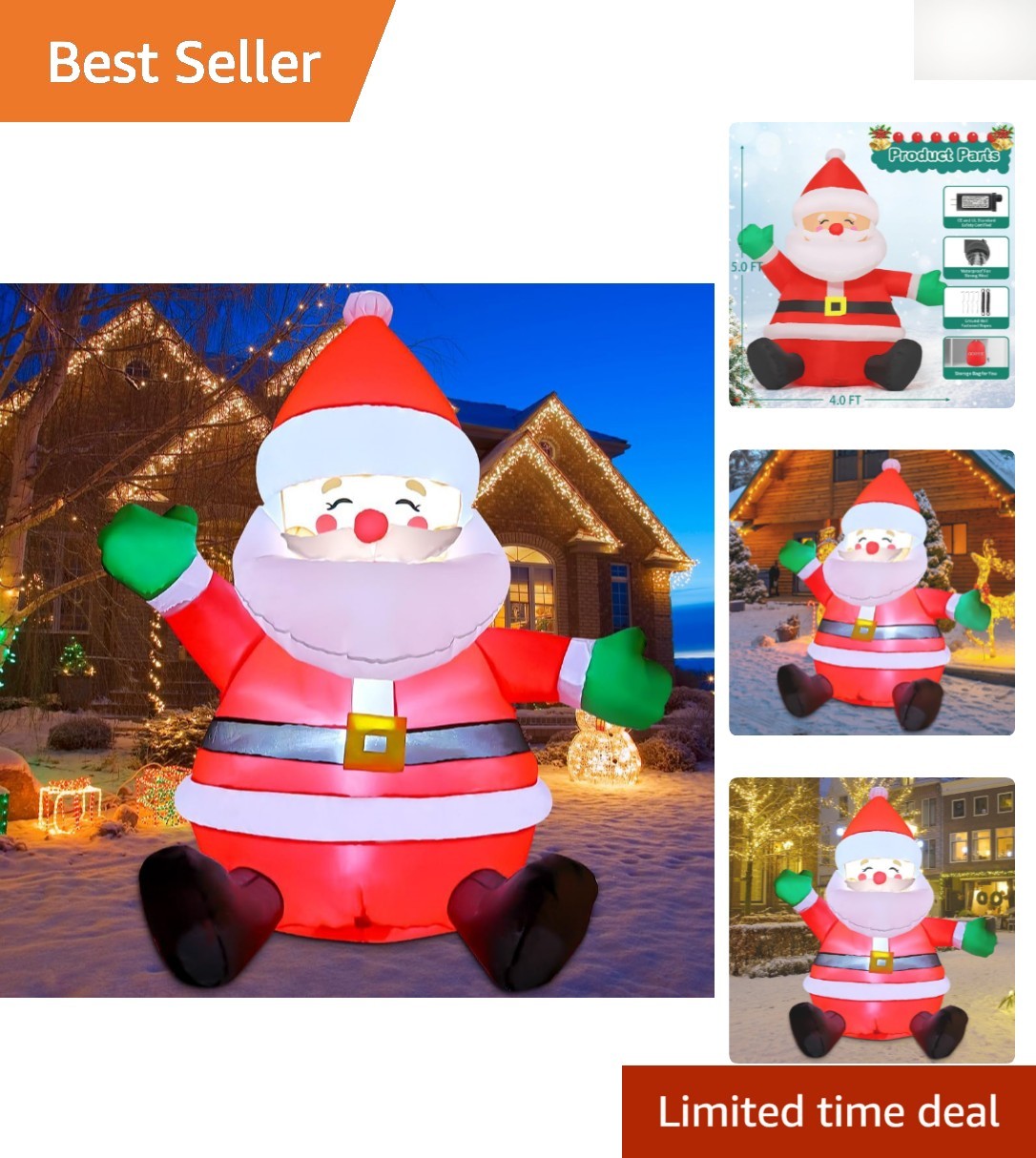 Christmas Inflatable 5 FT Santa Claus with Waterproof Fan - Easy Setup & Storage Christmas Inflatable 5 FT Santa Claus with Waterproof Fan - Easy Setup & Storage