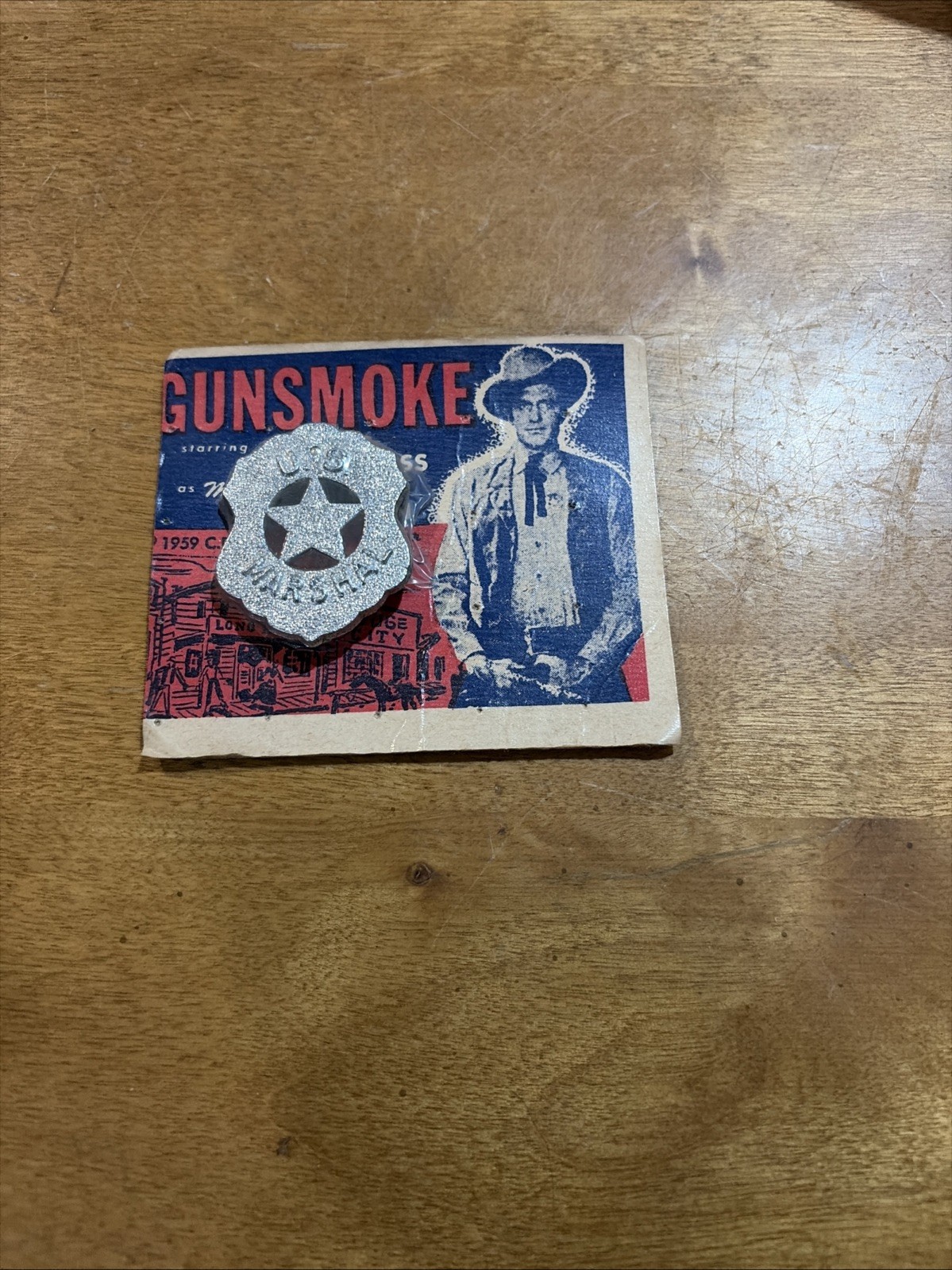 Gunsmoke James Arness as Marshal Matt Dillon Badge on Store Card CBS 59' Unused Gunsmoke James Arness as Marshal Matt Dillon Badge on Store Card CBS 59' Unused