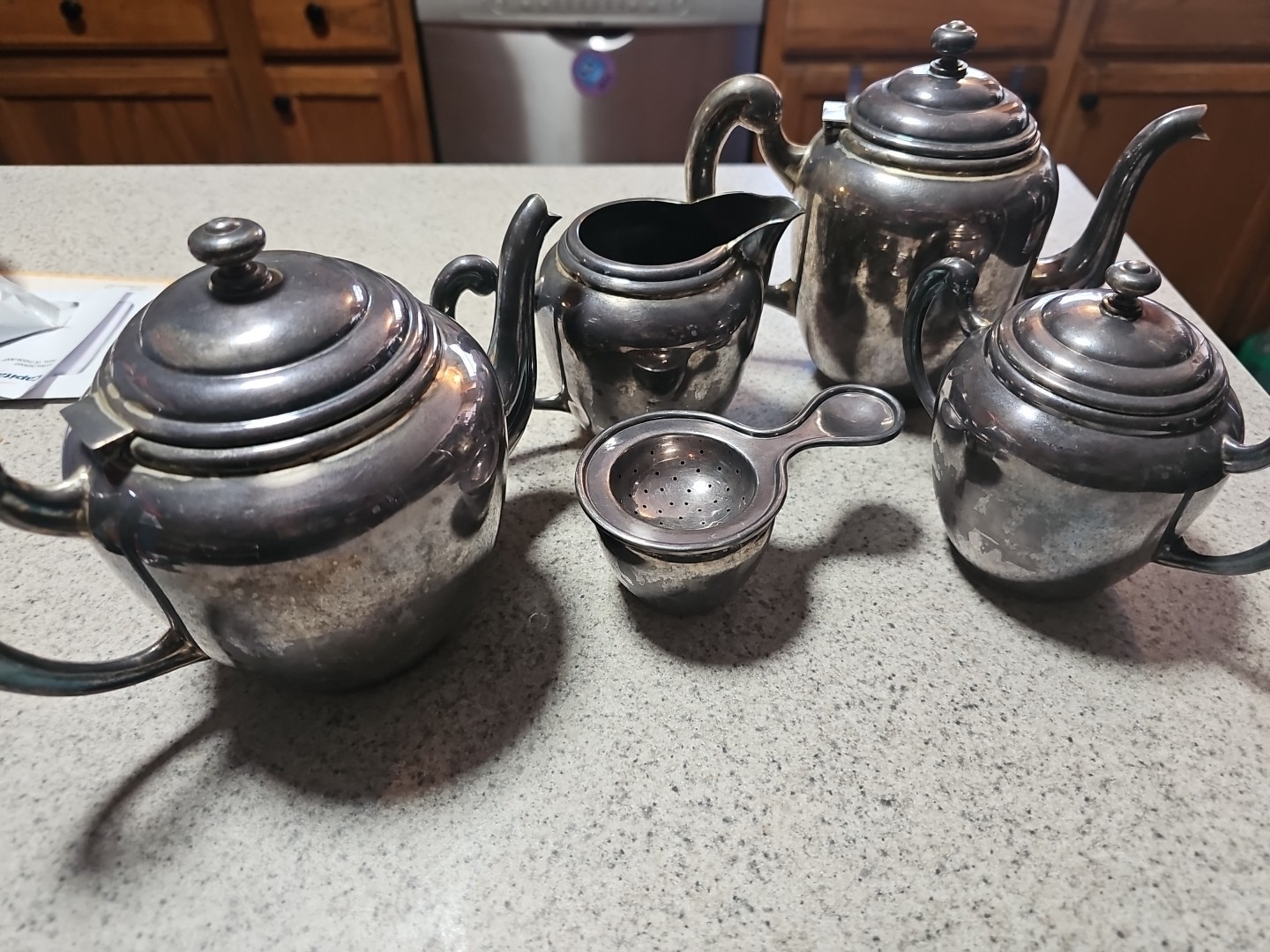 Alpaca Five Piece Tea Set Antique Mcm Alpaca Five Piece Tea Set Antique Mcm