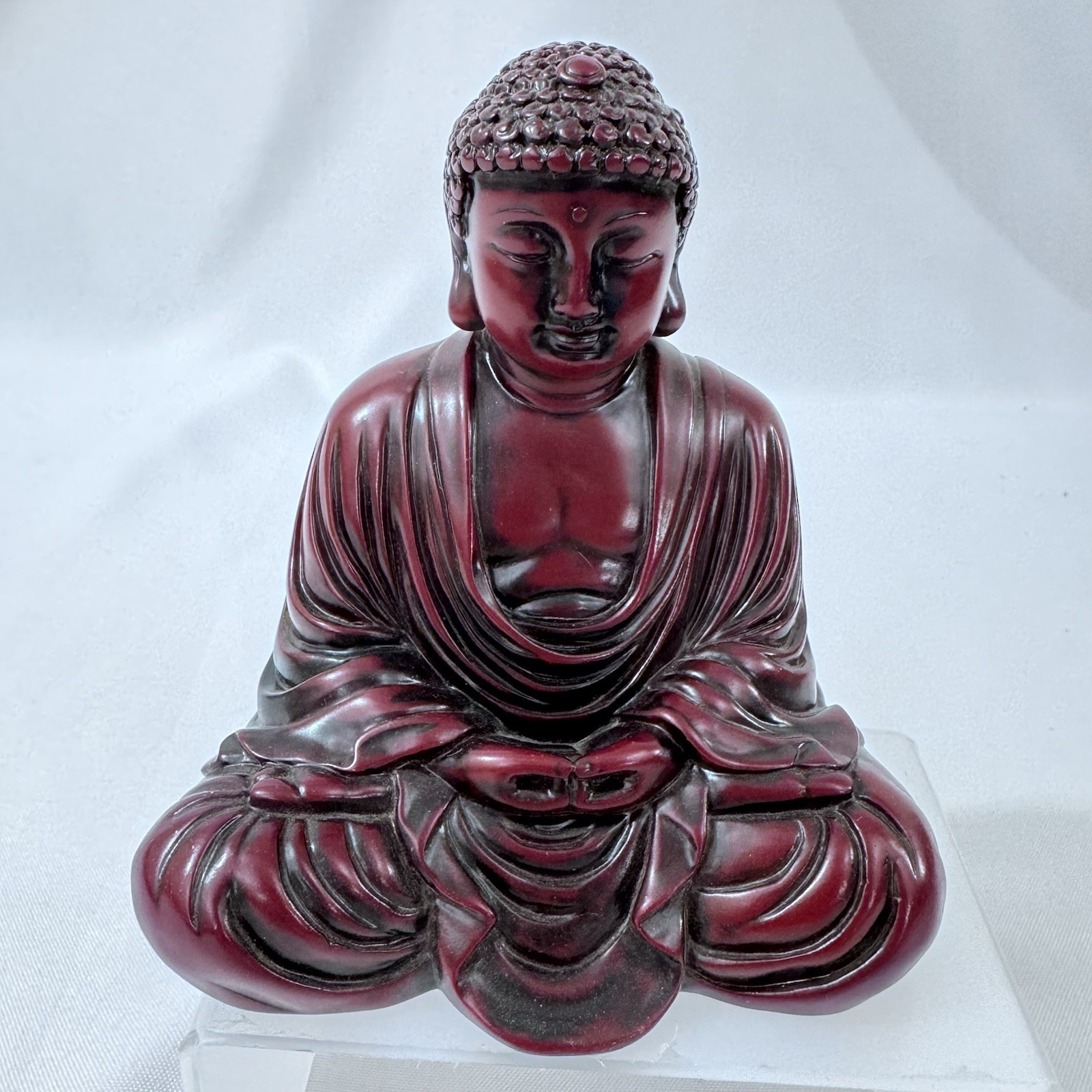 Heavy Red Cast Resin Seated Buddha Meditation Statue Asian Home Decor FAST SHIP