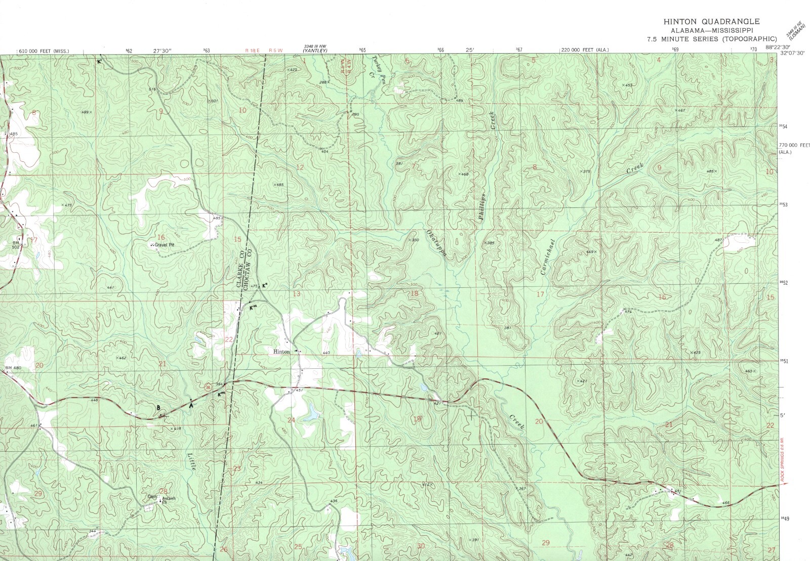 Hinton Quadrangle Alabama-Mississippi 1974 USGS 7.5 Topo Map with Markings Hinton Quadrangle Alabama-Mississippi 1974 USGS 7.5 Topo Map with Markings