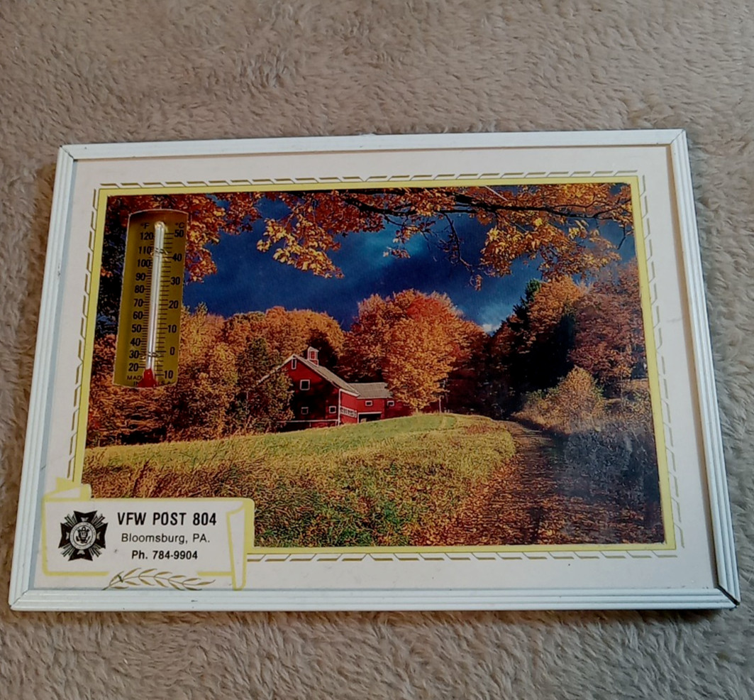 Vintage 1950s VFW Post 804 Bloomsburg PA Framed Ad Thermometer Sign 5x7