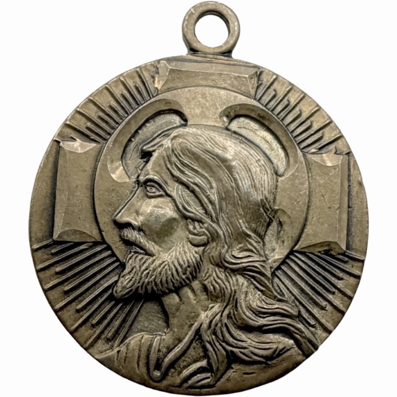 Vintage Sterling Silver Theda Jesus Christ Lutheran Medal Pendant Religious 4.6g