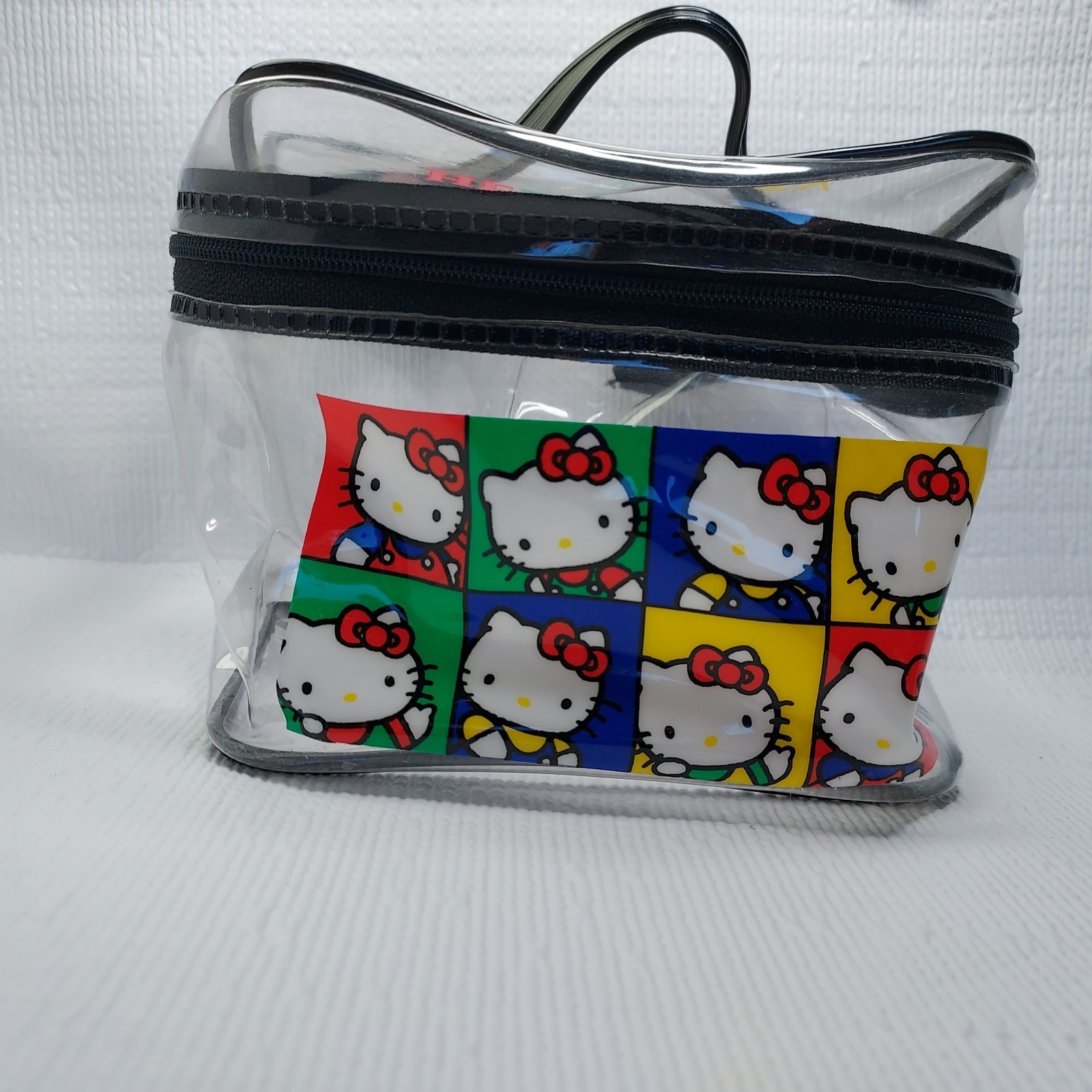 Vtg Hello Kitty 1989 Sanrio Clear Cosmetic Bag Small Carry Case Purse Makeup