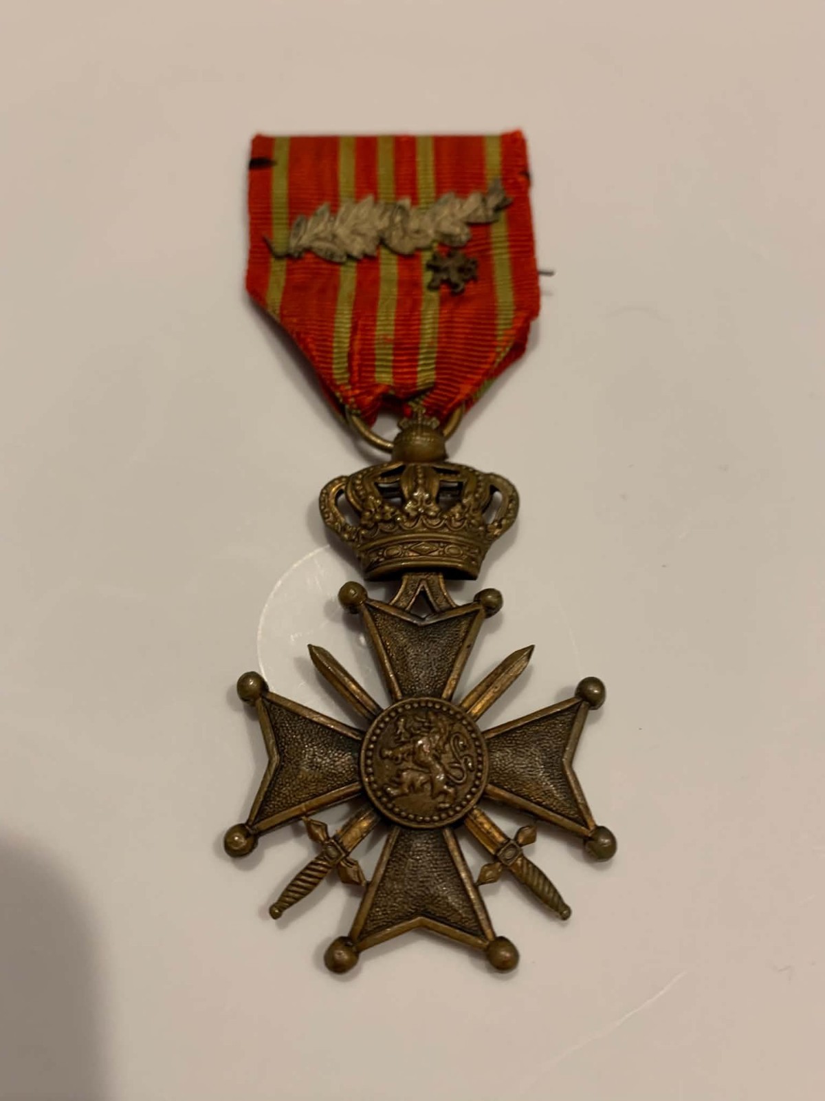 Original WW1 Belgian Croix De Guerre with Palm and 'rampant' Lion Device