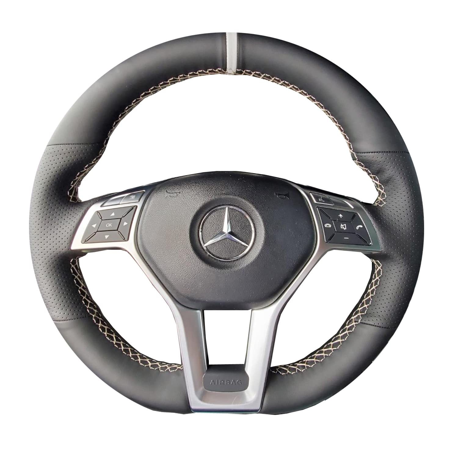 Hand-Stitched Steering Wheel Wrap for Mercedes C-Class W204/E-CLASS W212 W207...
