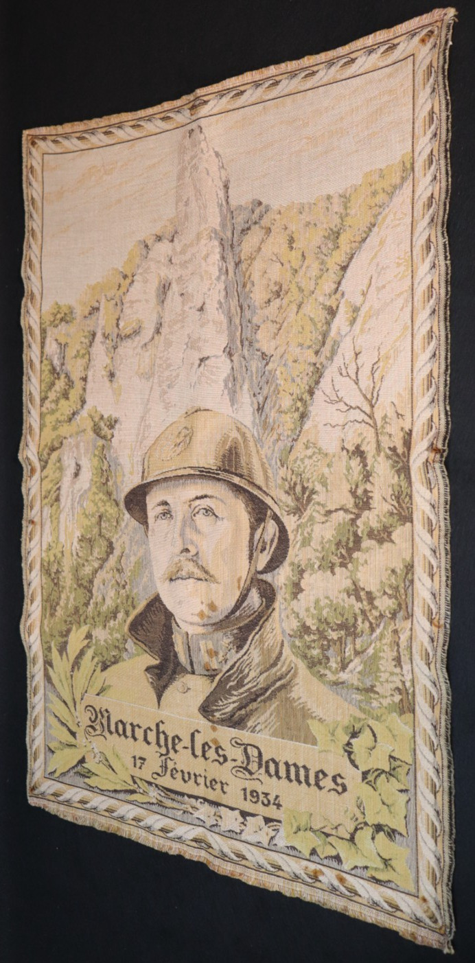 Belgium - King Albert I - 1934 Marche Les Dames 17 Fevrier Embroidered Tapestry