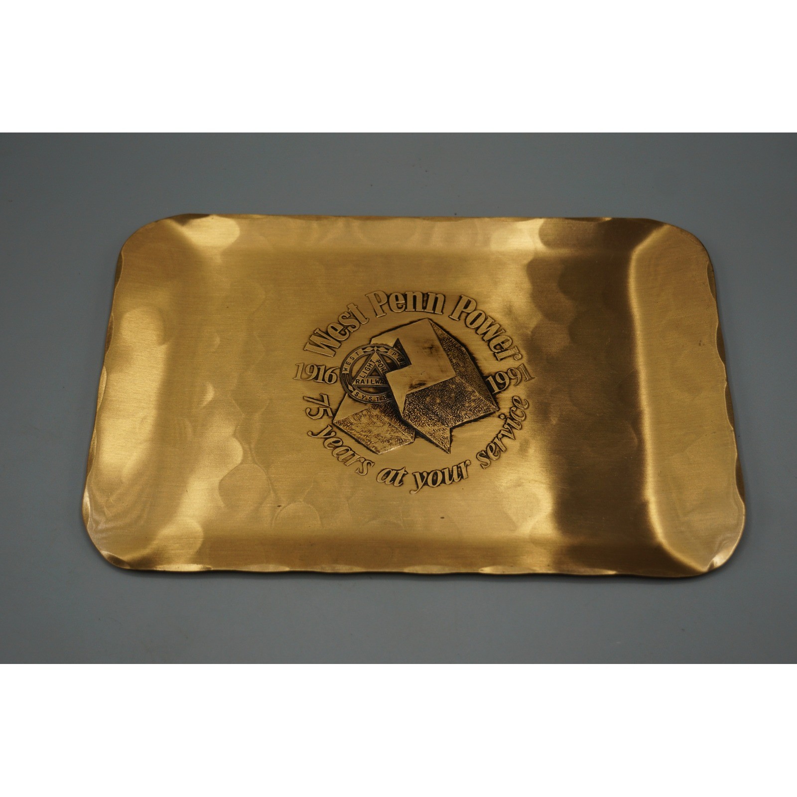 Vintage West Penn Power 75th Anniversary Bronze Tray Hand Made by Natale PA 1991