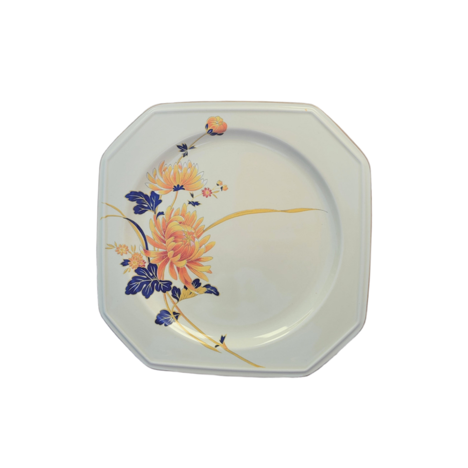 Vintage Mikasa Majestic Orange Chrysanthemum Flowers 2 Square Salad Plate