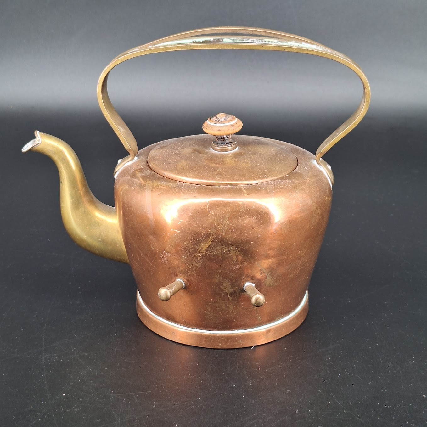 Antique Copper & Brass Tilting Teapot Kettle GBN Gebruder Bing