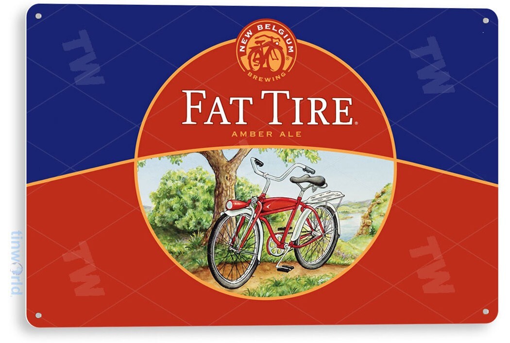 TIN SIGN Fat Tire Beer Metal Art Store Pub Brew Beer Liquor Shop Bar Cave A363