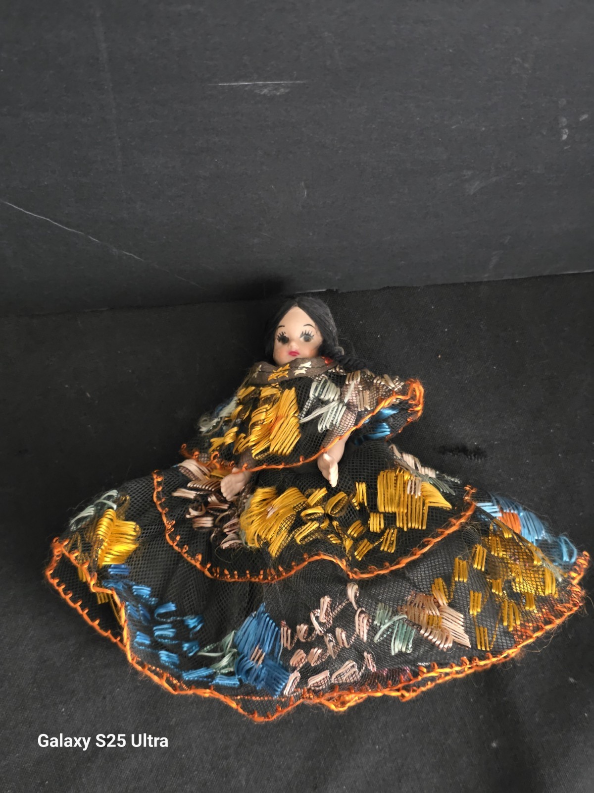 Vintage Mexican Chiapaneca Doll 1960s Embroidered Dress Souvenir Folk Art 6x6
