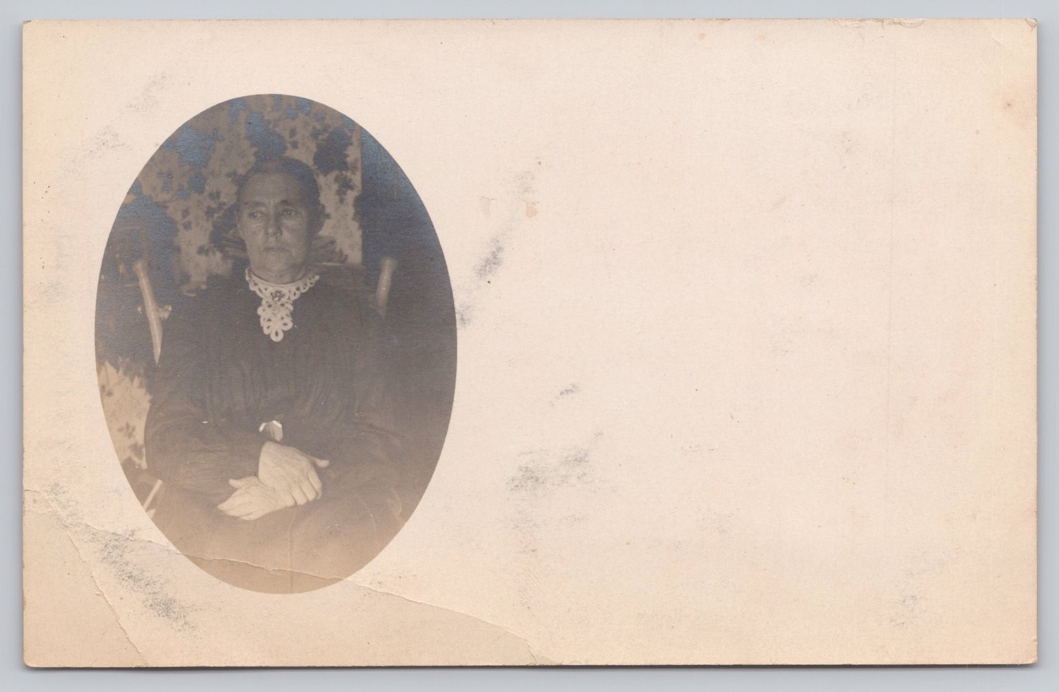 Vintage AZO Real Photo Postcard RPPC of Elderly Woman in Victorian Dress