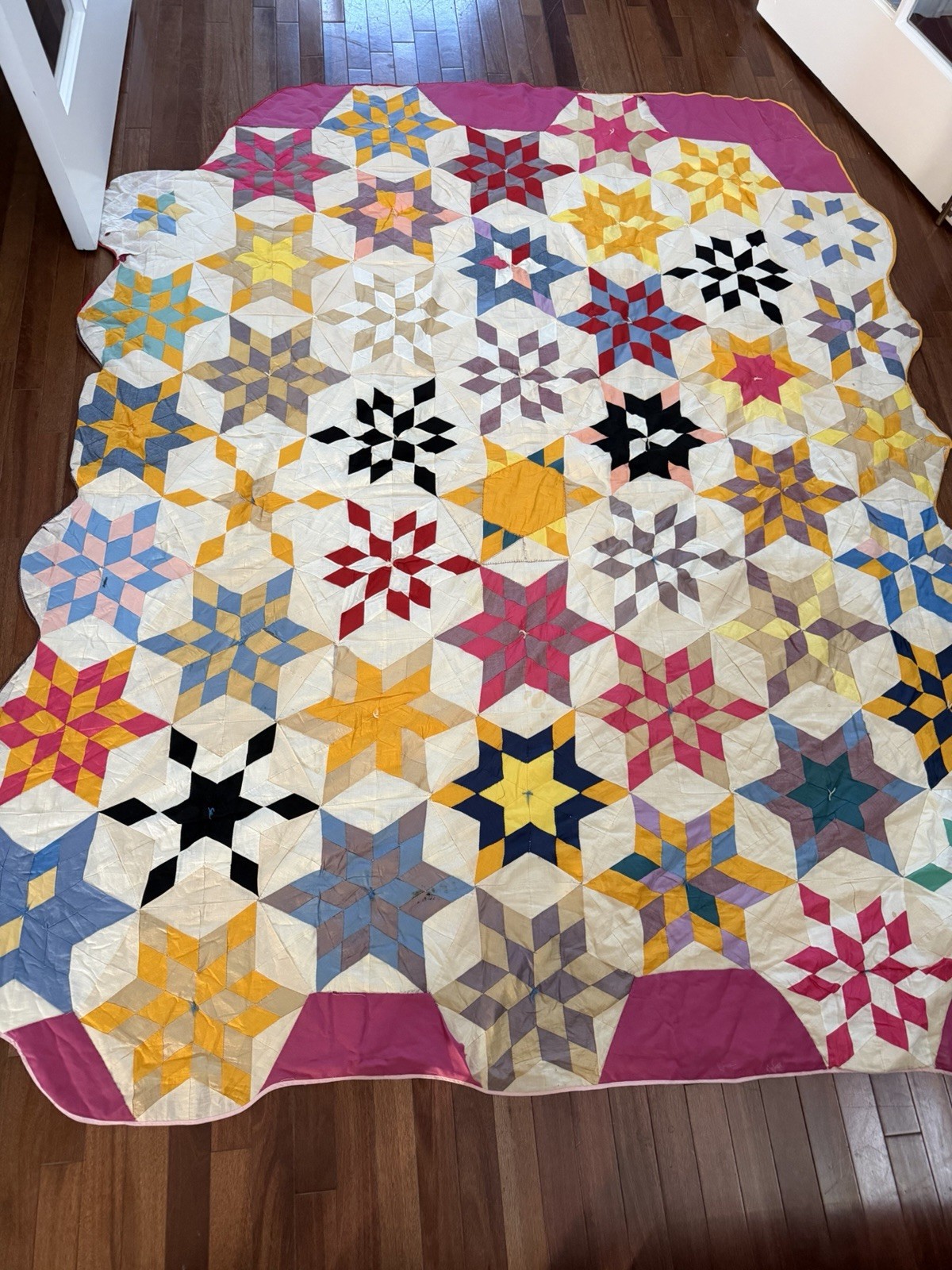 Vintage Homemade Quilt 77”x 66  Over 95 Years Old