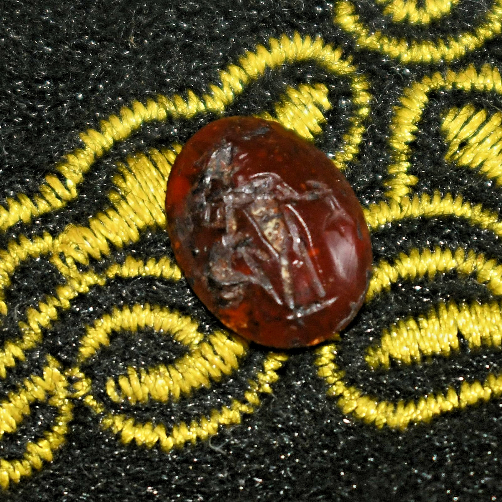 Authentic Ancient Roman Garnet Stone Intaglio Seal Depicting Figurine