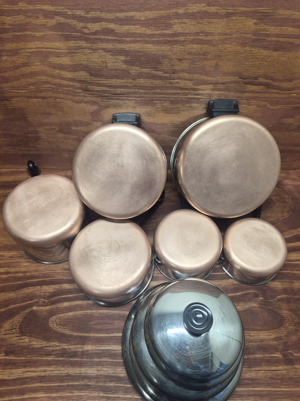 Vtg 12-Pc Revere Ware Copper Clad 1801 Cookware Set With Lids 1qt-5qt 4.5 Dutch 