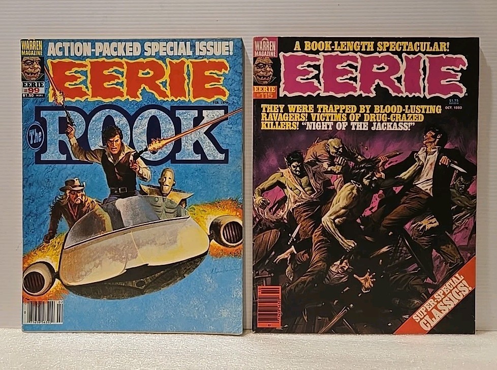 EERIE MAGAZINE - #'s 99 & 115, Warren Publishing, The Rook, The Jackass + More