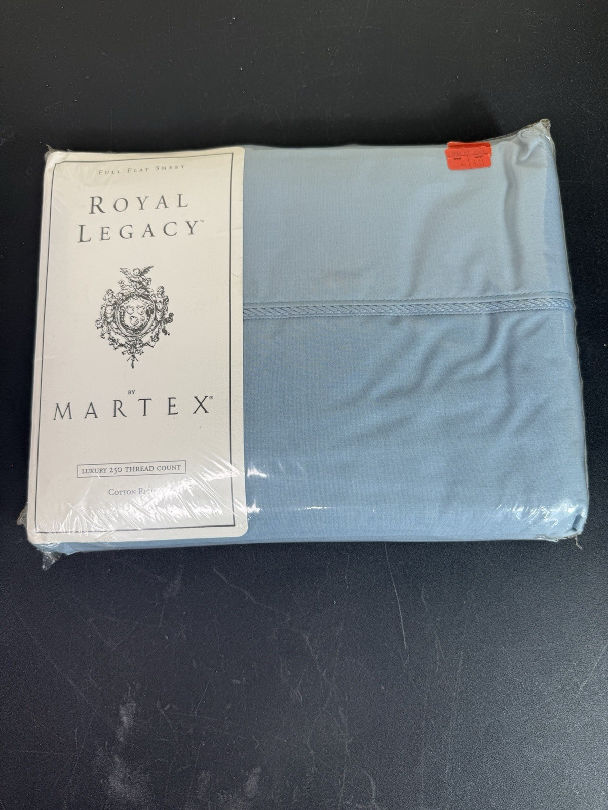 Vintage Royal Legacy by Martex Flat Sheet 250TC Blue Cotton Blend NIP USA