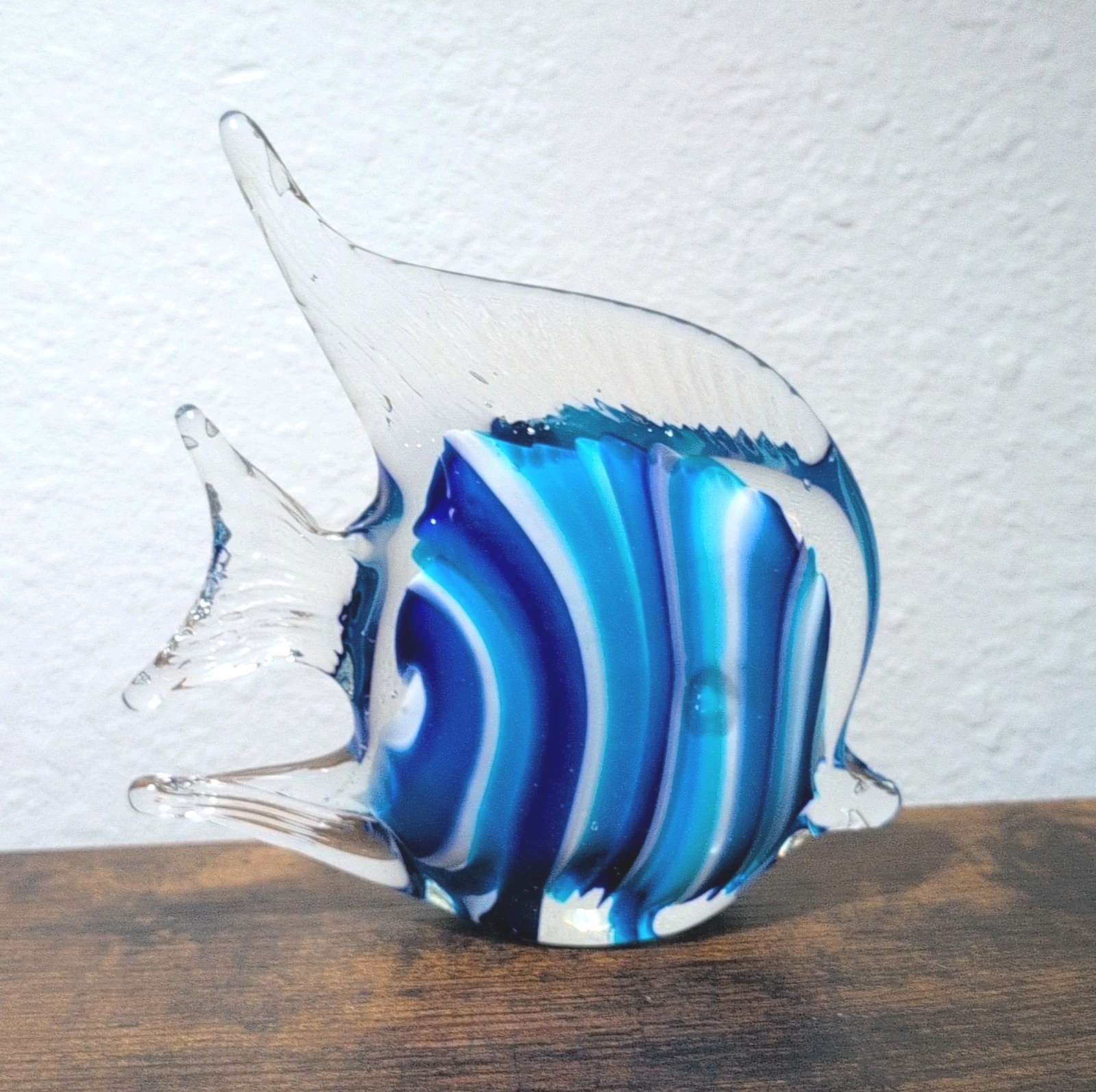 Art Glass Angelfish Paperweight Murano Style Handblown 5\