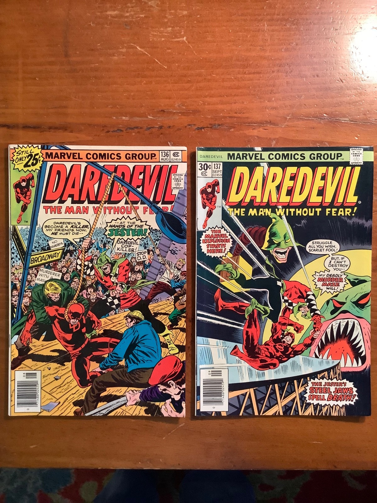Daredevil #136 #137 Lot (1976 Marvel) Jester Storyline (VG/FN) Mid Grade Vintage