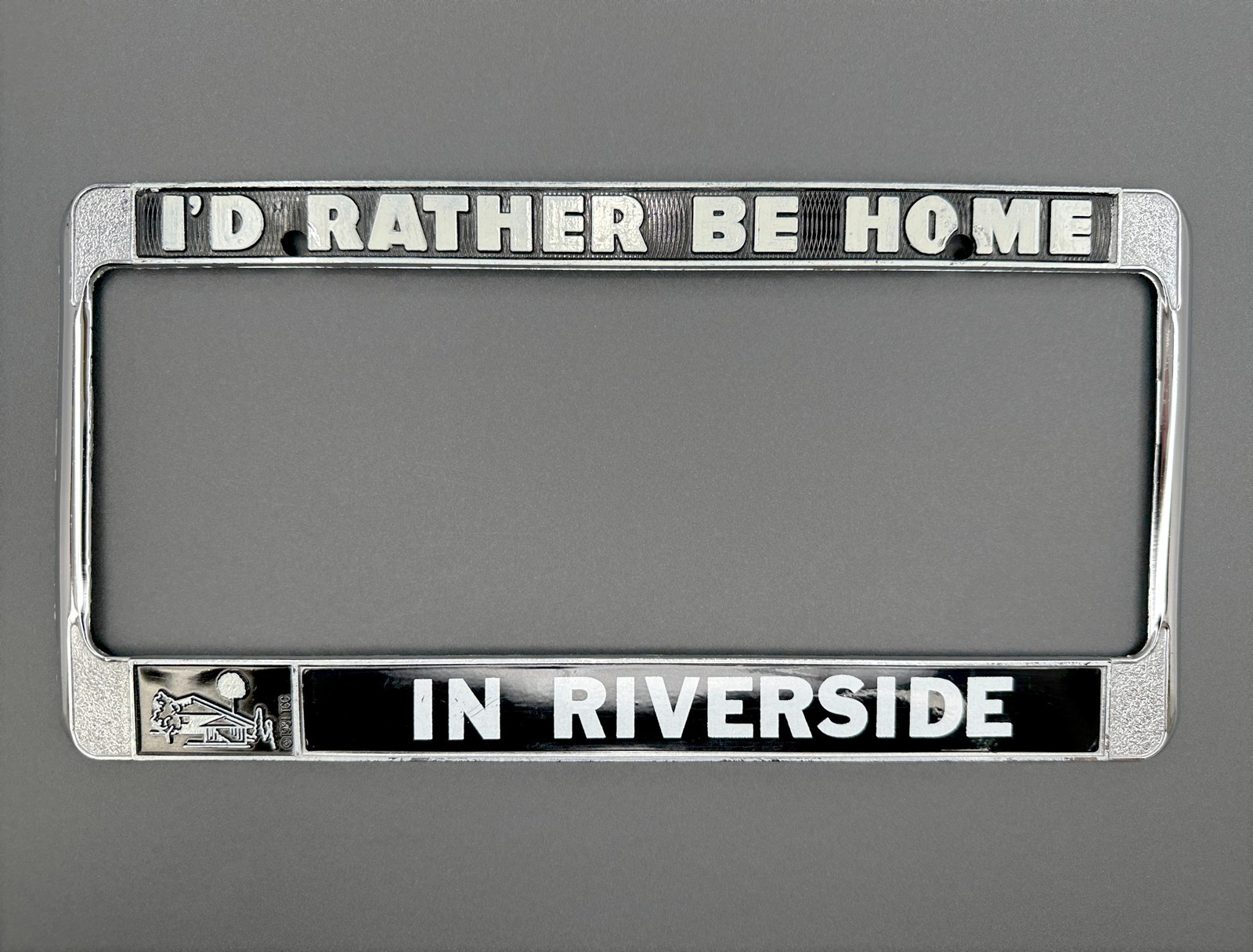 Vintage 1981 Riverside California License Plate Frame TCC Booster Chrome 80's OG