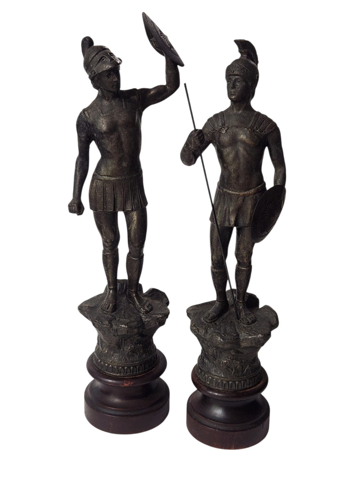 Pair of 19th-Century Roman Gladiator Spelter Statue Figures Pair of 19th-Century Roman Gladiator Spelter Statue Figures