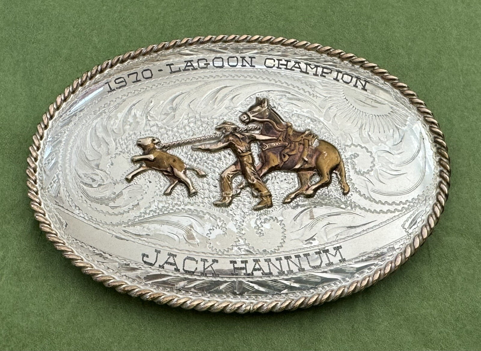 Rare Vintage 1970 Lagoon Rodeo Champion Sterling Silver OL BK Trophy Belt Buckle Rare Vintage 1970 Lagoon Rodeo Champion Sterling Silver OL BK Trophy Belt Buckle