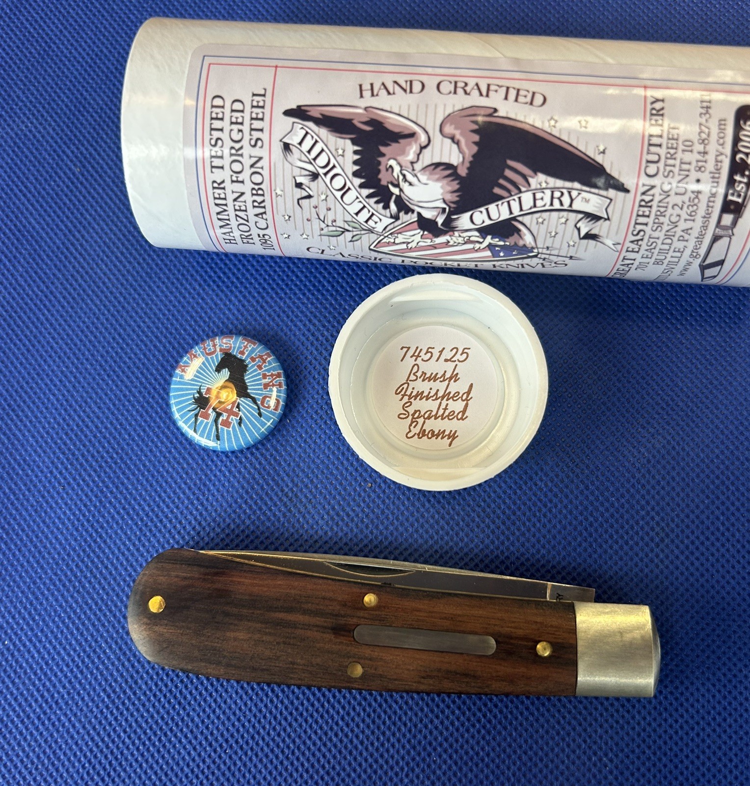 great eastern cutlery Gec Tidioute 745125 Brush Finished Spalted Ebony 
