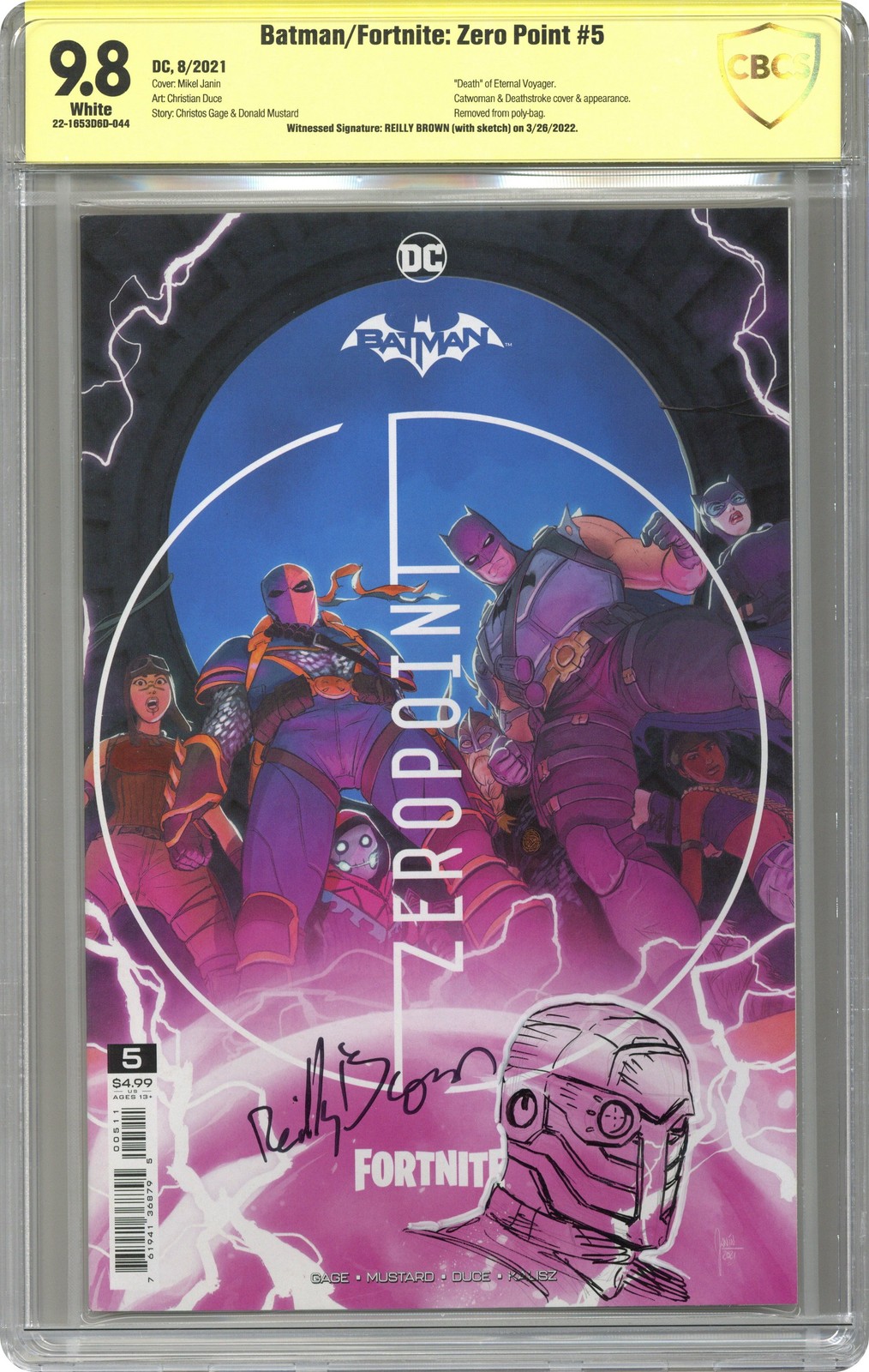 Batman Fortnite Zero Point #5A Janín CBCS 9.8 Witnessed Sig Reilly Brown 2021