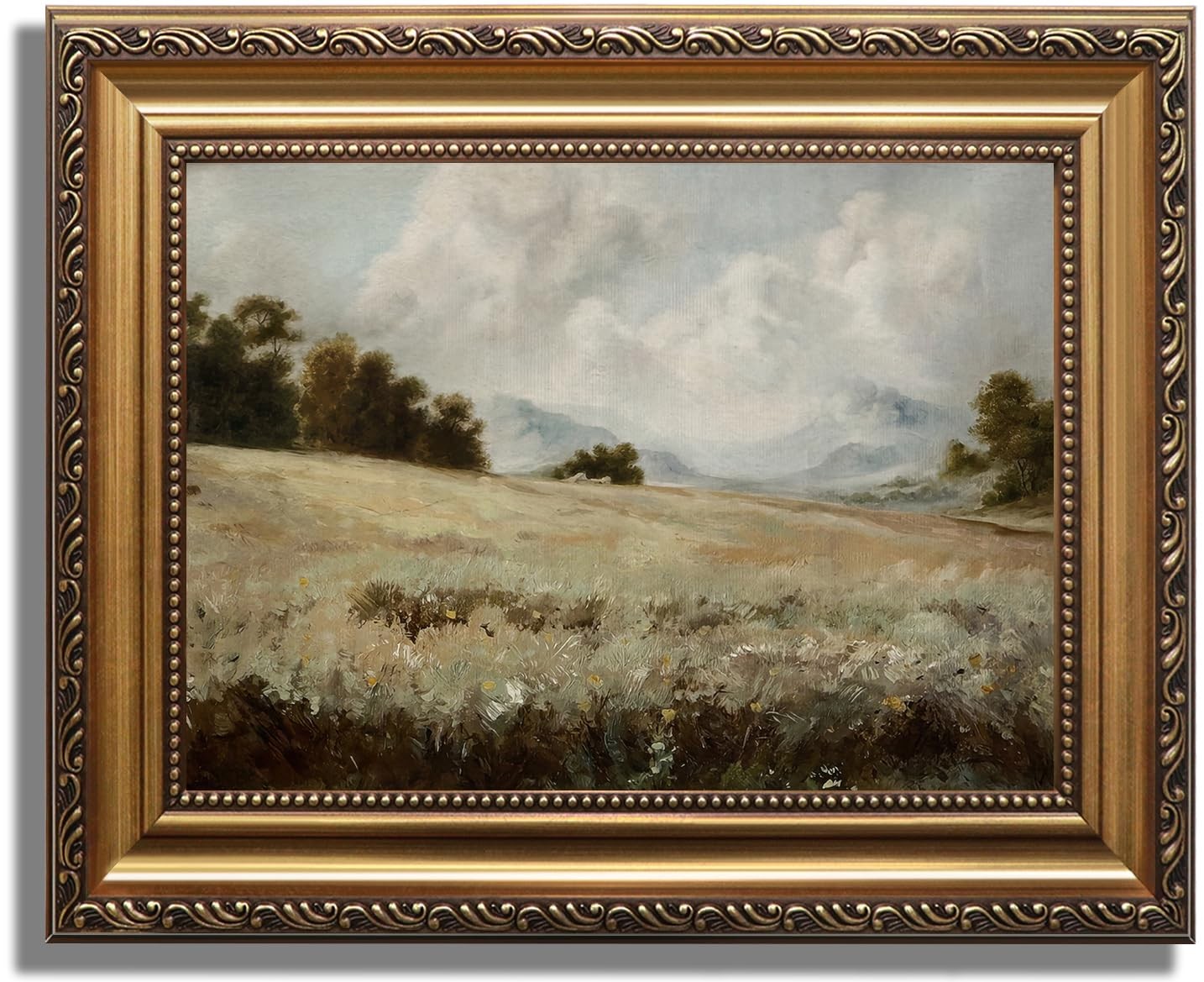 KBKBART Gold Framed Canvas Oil Painting Farmhouse Rustic Landscape 9x12
