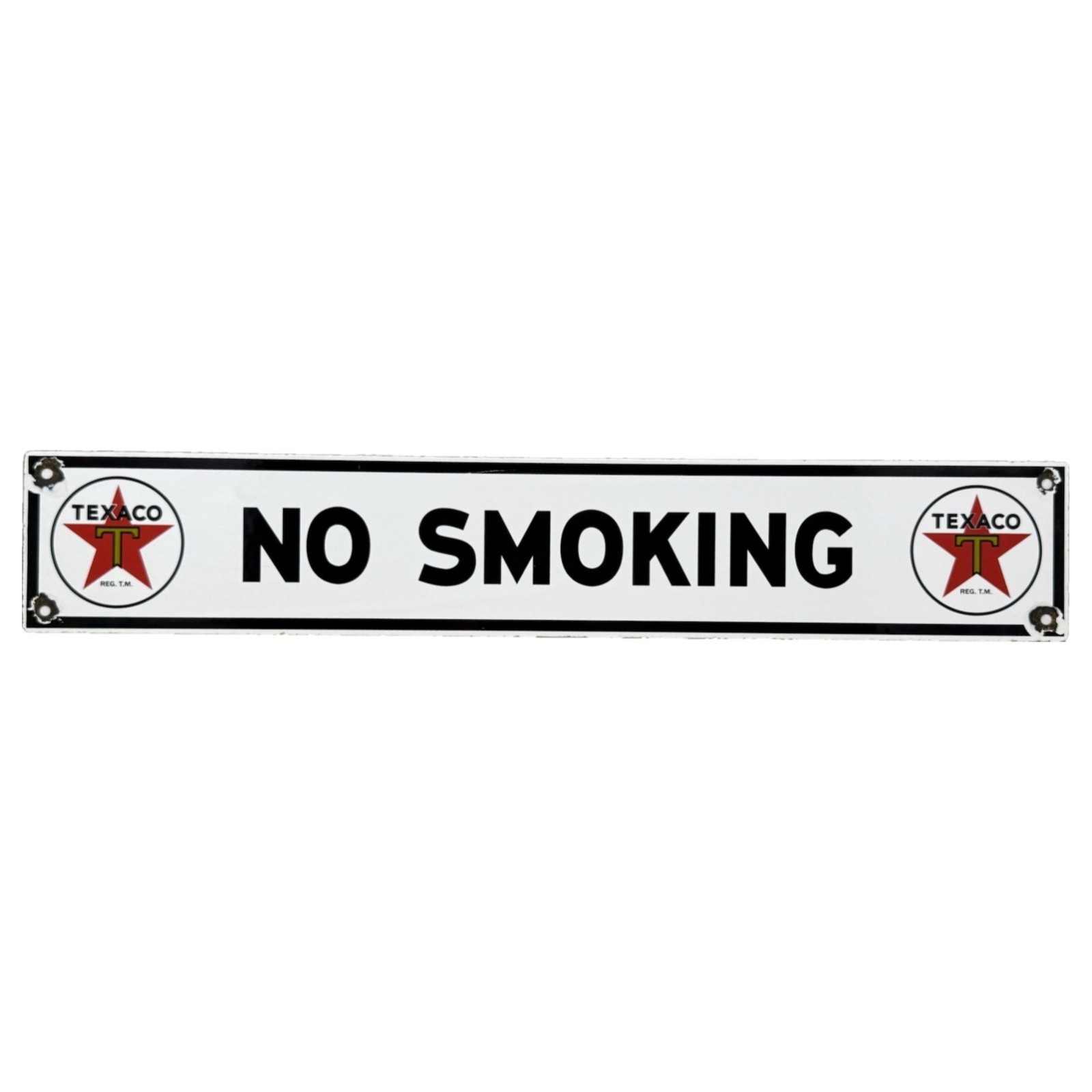 VINTAGE TEXACO NO SMOKING PORCELAIN SIGN STRIP RED STAR GAS STATION PUMP GARAGE