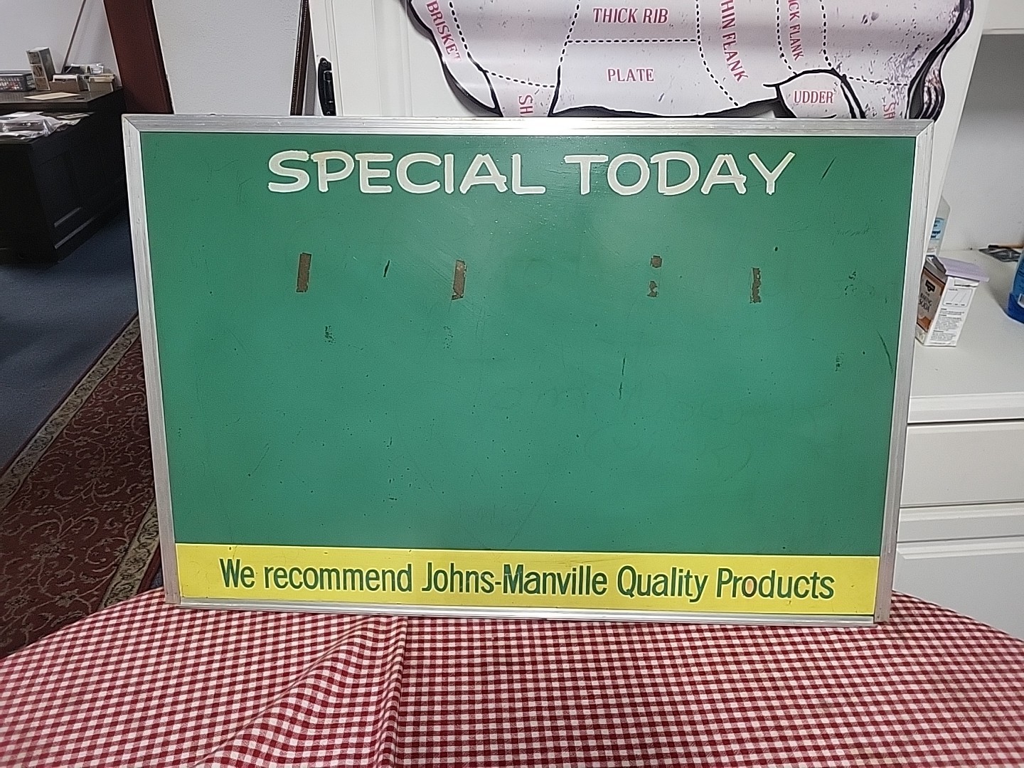Vtg Large Sign Chalkboard Johns- Manville Automotive Farm Specials Vtg Board... Vtg Large Sign Chalkboard Johns- Manville Automotive Farm Specials Vtg Board...
