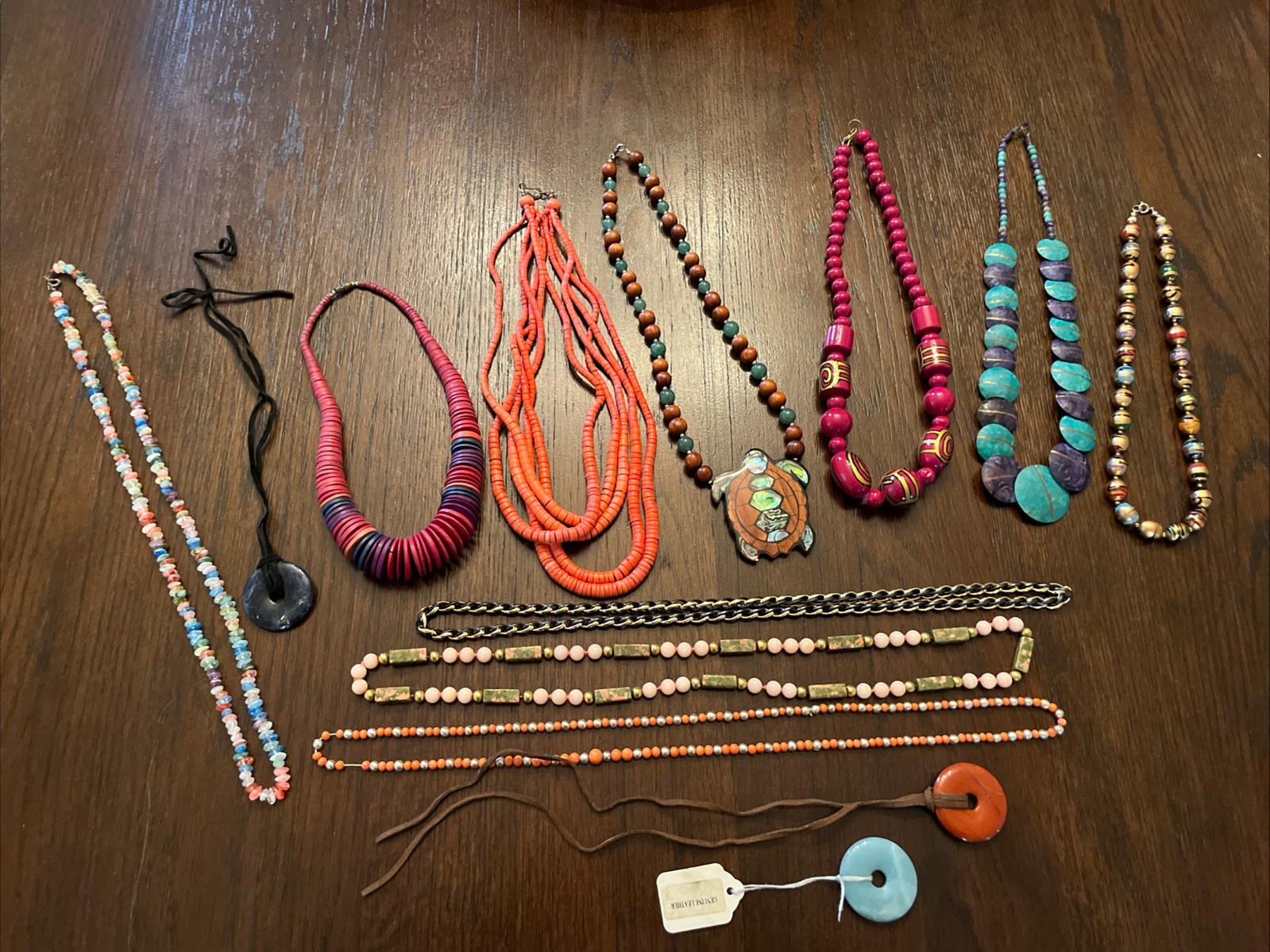 Vintage Bohemian Statement Necklace Lot beaded-wood Beautiful 16
