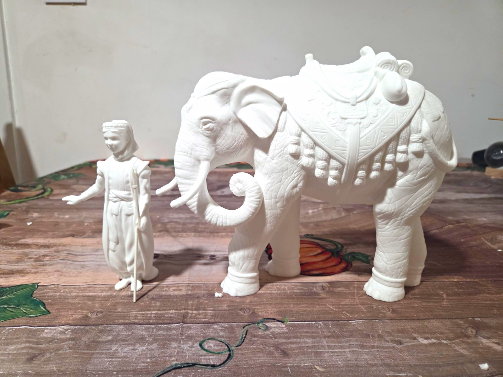 Lenox Fine Bone China White Elephant Figurine with Driver Figure Handmade